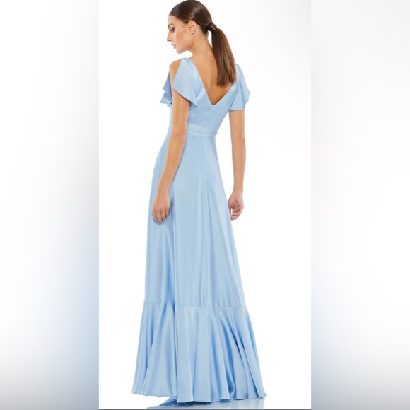 NEW Ieena Mac Duggal Surplice Bodice Split Sleeves Dress Periwinkle sz 6 #11256 - Picture 3 of 9